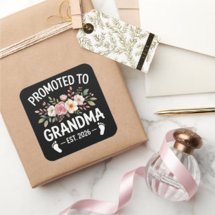 Promoted to Grandma 2026 First Time Nana Floral  Square Sticker