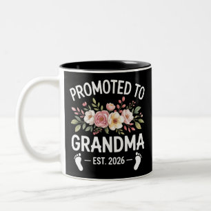 Promoted to Grandma 2026 First Time Nana Floral  Two-Tone Coffee Mug