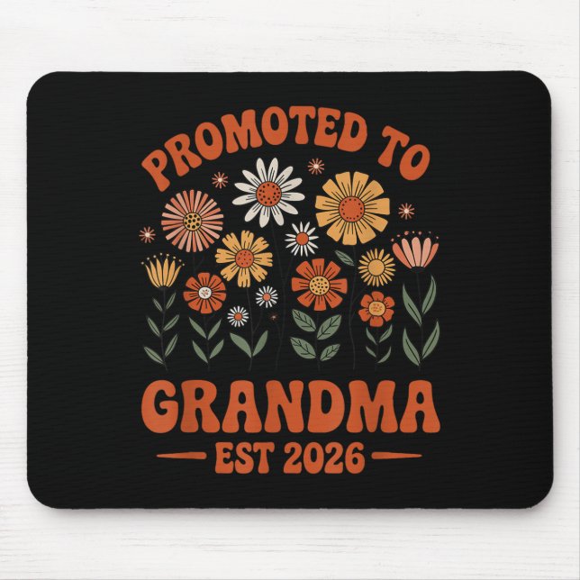 Promoted To Grandma 2026 Grandma 2026 Floral Retro Mouse Pad (Front)