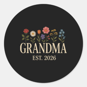 Promoted To Grandma 2026 Pregnancy Flower New Gran Classic Round Sticker