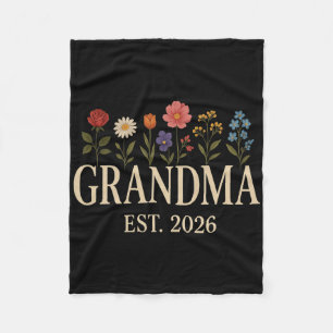 Promoted To Grandma 2026 Pregnancy Flower New Gran Fleece Blanket