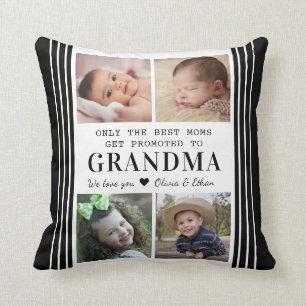 Promoted To Grandma 4 Grandchildren Photo Collage Throw Pillow