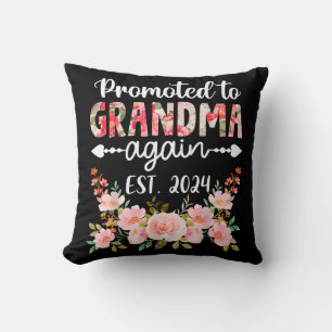Promoted To Grandma Again 2024 Floral Mother s Day Throw Pillow