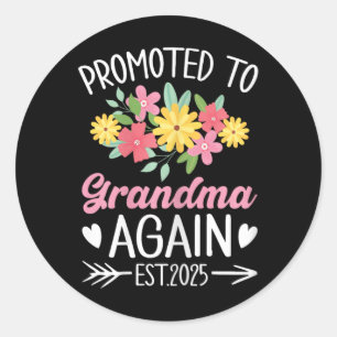 Promoted To Grandma Again 2025 Mothers Day Grandma Classic Round Sticker