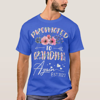 Promoted to Grandma Again Est 2023 Gift Flower  T-Shirt