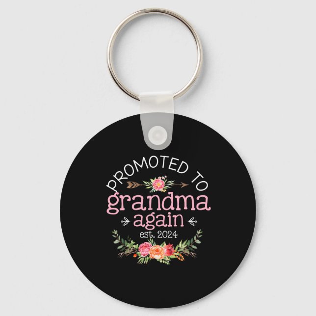 Promoted To Grandma Again Est 2024 Baby Keychain (Front)