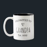 Promoted to Grandma and Grandpa New Grandparent Two-Tone Coffee Mug<br><div class="desc">The “Promoted to Grandma and Grandpa Est Year” design is a heartwarming tribute to the joy of becoming grandparents. Perfect for first-time grandparents,  it commemorates the grandchild's birthdate and is perfect for baby showers,  Grandparents Day,  or retirement parties.</div>