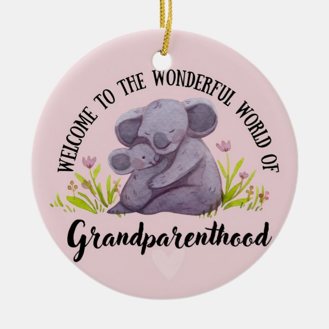 Promoted to grandma ceramic ornament (Front)
