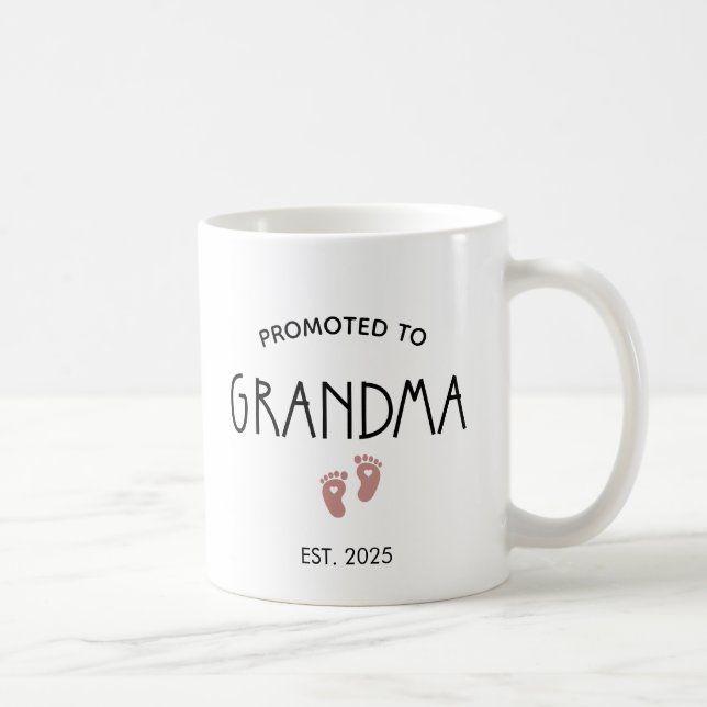 PROMOTED TO GRANDMA CUSTOM ESTABLISHED YEAR COFFEE MUG (Right)