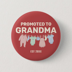 Promoted to Grandma Custom Red Baby Shower Party 2 Inch Round Button
