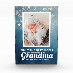 Promoted to Grandma Cute Stars Baby Photo Block