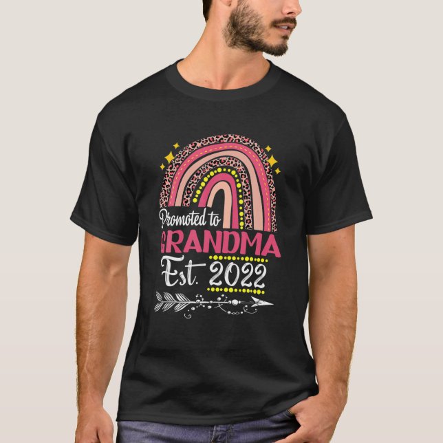 Promoted To Grandma Est 2022 Rainbow Mother's Day T-Shirt (Front)