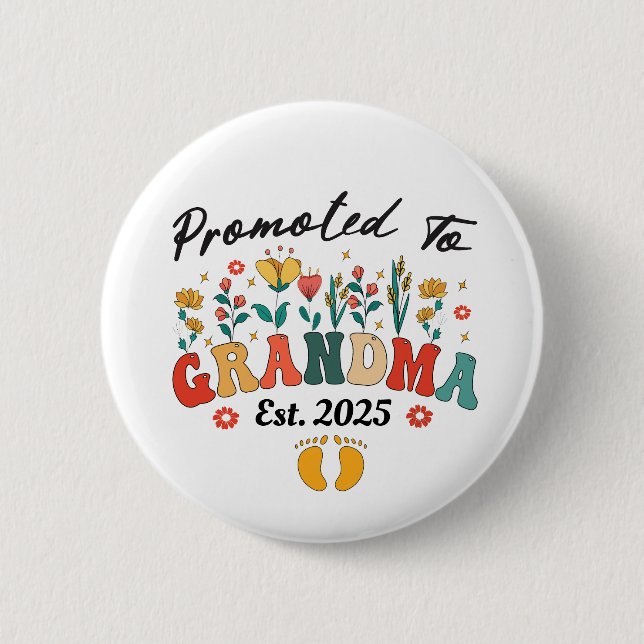Promoted to Grandma est. 2024 Grandparents BButton 2 Inch Round Button (Front)
