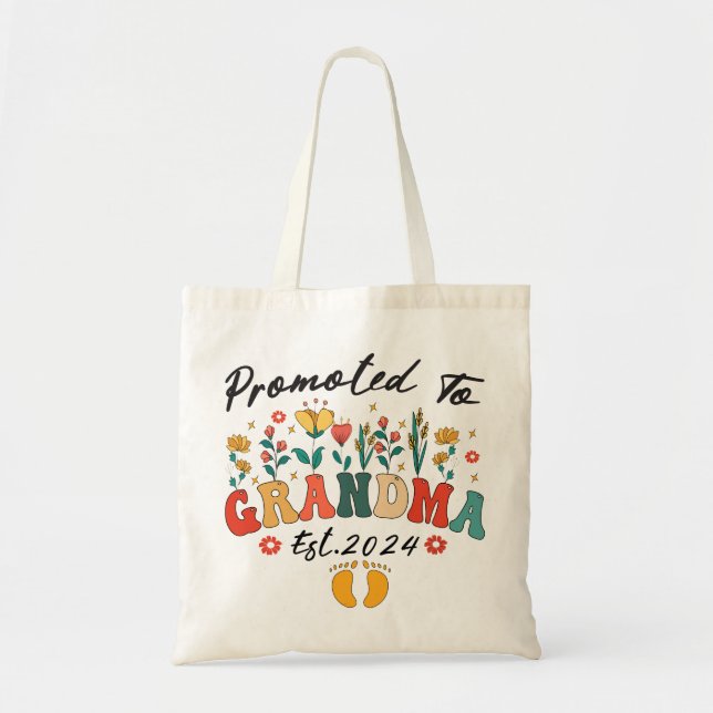 Promoted to Grandma est. 2024 GrandparentsTote Bag (Front)