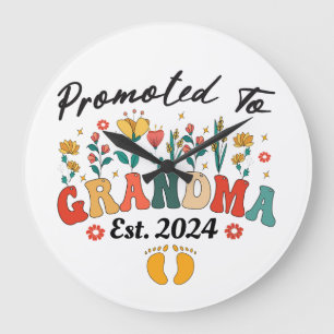 Promoted to Grandma est. 2024 GrandparenWall Clock