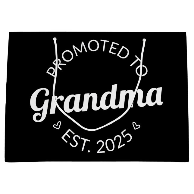 Promoted To Grandma Est. 2025 I Large Gift Bag (Front)