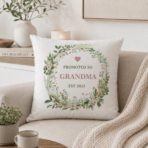 Promoted to Grandma Est. 2025 Throw Pillow