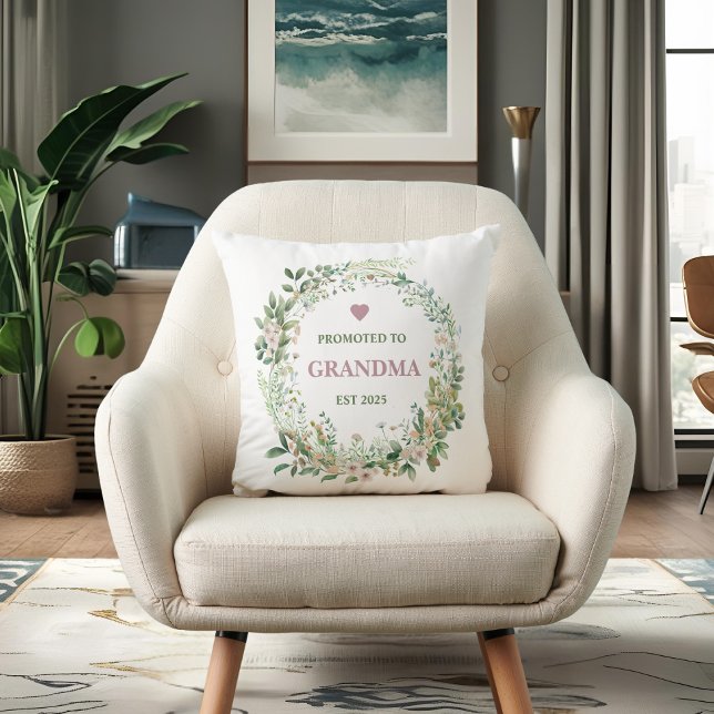 Promoted to Grandma Est. 2025 Throw Pillow (Creator Uploaded)