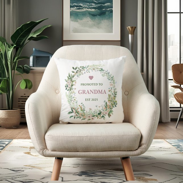 Promoted to Grandma Est. 2025 Throw Pillow (Creator Uploaded)
