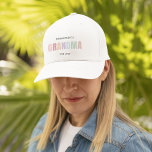 Promoted to Grandma EST 2025  Trucker Hat<br><div class="desc">Celebrate a life-changing moment in style with this charming “Promoted to Grandma EST 2025” trucker hat. Featuring soft neutral pastel lettering on a clean white background, this design makes a perfect gift for a new grandmother, baby announcement reveal, or Mother's Day. Lightweight, breathable, and adjustable, this hat combines comfort with...</div>