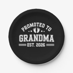 Promoted To Grandma Est 2026 Baby Announcement Paper Plate
