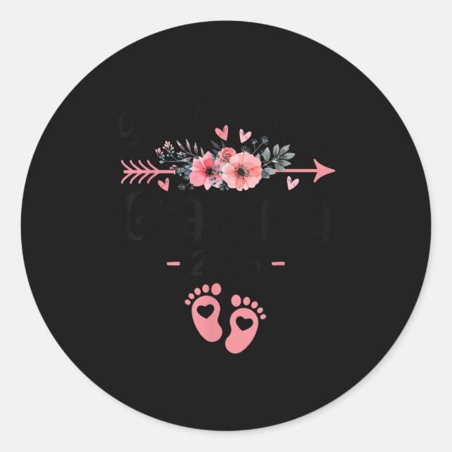 Promoted To Grandma Est 2026 Floral  Classic Round Sticker (Front)