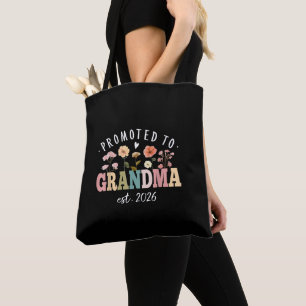 Promoted to Grandma Est 2026 Floral Future Grandma Tote Bag