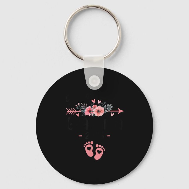 Promoted To Grandma Est 2026 Floral  Keychain (Front)