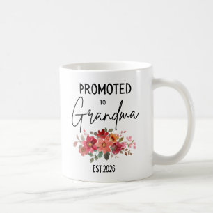 Promoted To Grandma Est 2026 Flowers Baby Reveal Coffee Mug