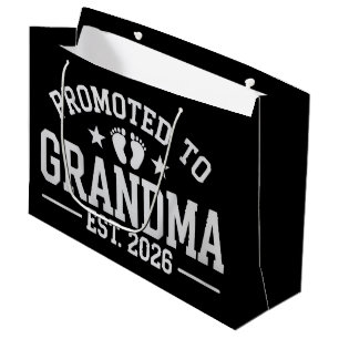 Promoted to Grandma est. 2026 Grandparents Baby Large Gift Bag