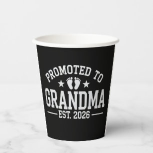 Promoted to Grandma est. 2026 Grandparents Baby Paper Cups