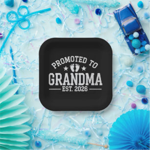 Promoted to Grandma est. 2026 Grandparents Baby  Paper Plate