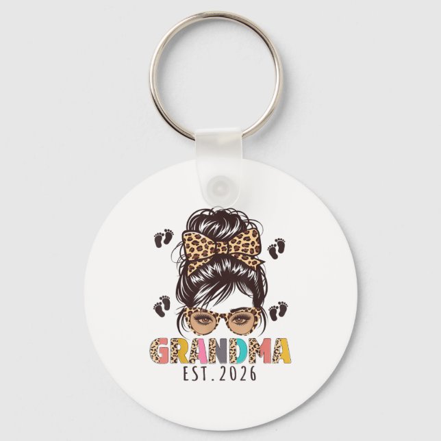 Promoted To Grandma Est 2026 New Grandmom To Be Me Keychain (Front)