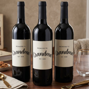Promoted To Grandma Established Custom Year Cream Wine Label