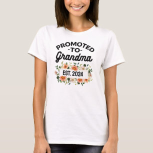 Promoted to Grandma Funny New Grandmother Floral T-Shirt