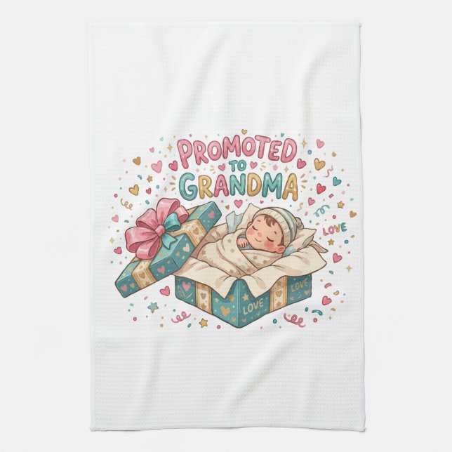 Promoted to Grandma Gift Kitchen Towel (Vertical)