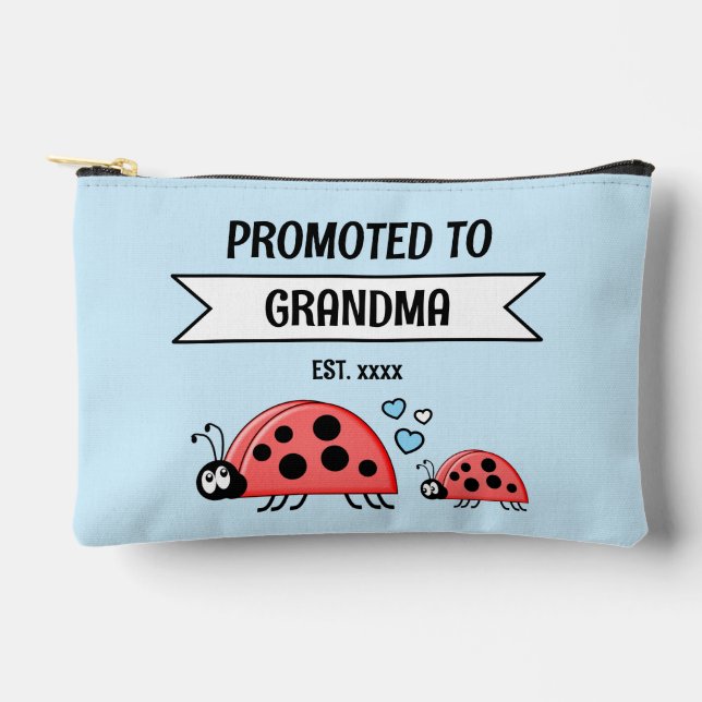Promoted to Grandma ladybugs est year blue Accessory Pouch (Front)