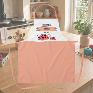 Promoted to grandma ladybugs peach apron