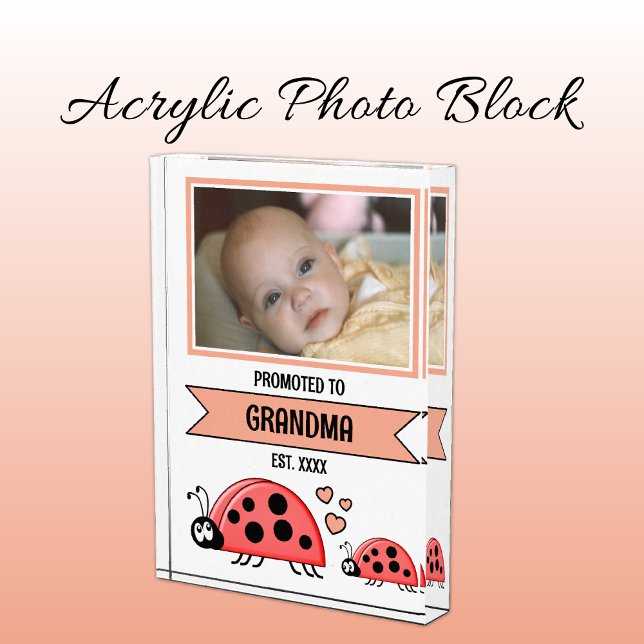 Promoted to grandma ladybugs peach photo block (Creator Uploaded)