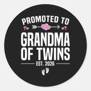 Promoted To Grandma Of Twins 2026 New Grandma Moth Classic Round Sticker