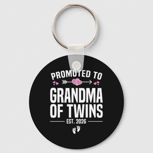 Promoted To Grandma Of Twins 2026 New Grandma Moth Keychain (Front)