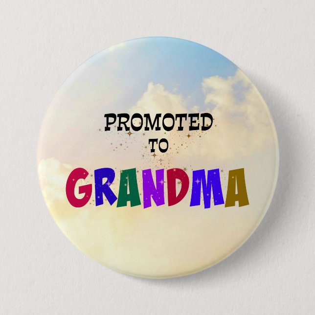 Promoted to Grandma, Pastel Clouds Design 3 Inch Round Button (Front)