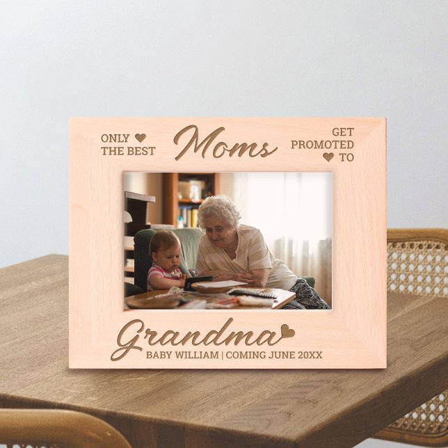 Promoted to Grandma Personalized Baby Announcement Etched Frames (Creator Uploaded)