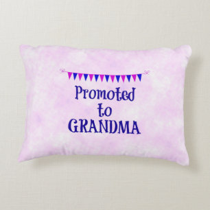"Promoted to Grandma" pink bokeh background Decorative Pillow