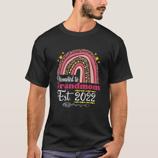 Promoted To Grandmom Est. 2022 Rainbow Mother's Da T-Shirt (Front)
