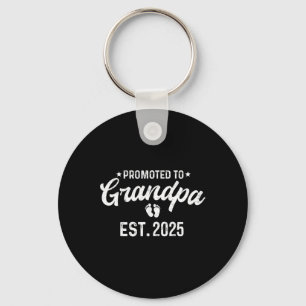 Promoted To Grandpa 2025 Funny Pregnancy Grandfath Keychain