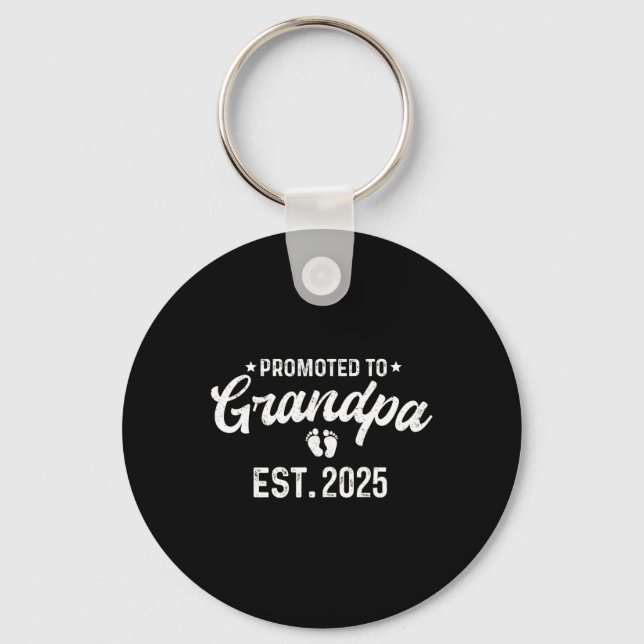 Promoted To Grandpa 2025 Funny Pregnancy Grandfath Keychain (Front)