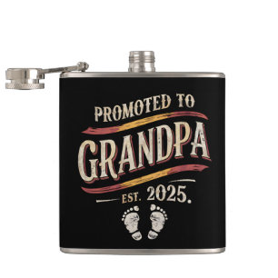 Promoted To Grandpa 2025 Grandpa est 2025  Hip Flask