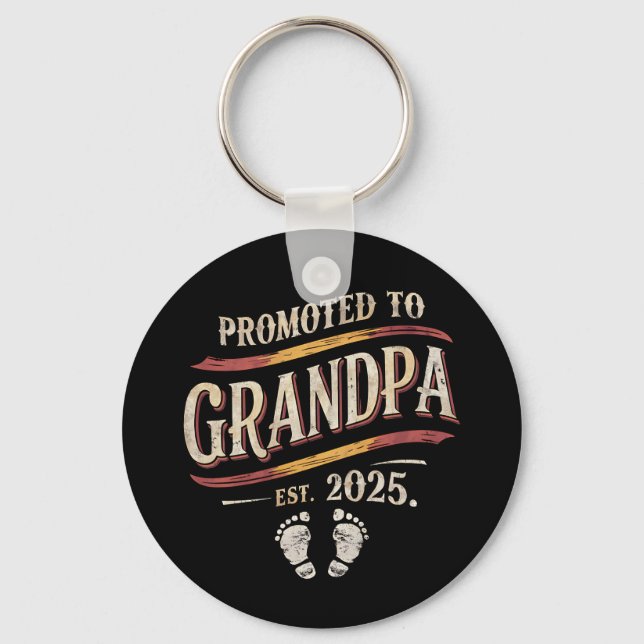 Promoted To Grandpa 2025 Grandpa est 2025  Keychain (Front)