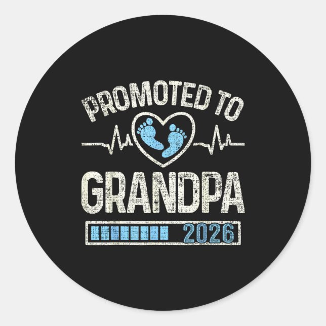 Promoted To Grandpa 2026 Expecting Baby Soon To Be Classic Round Sticker (Front)